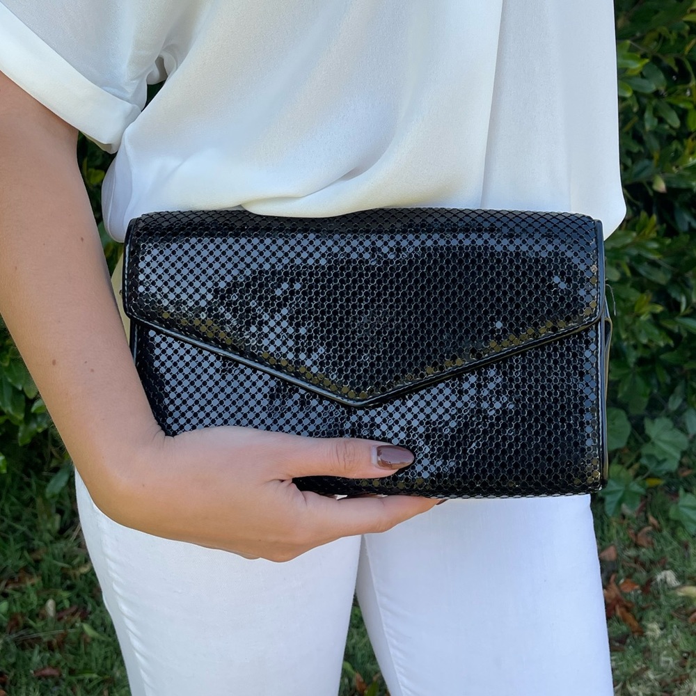 Vintage Whiting and Davis Black Mesh Clutch Purse